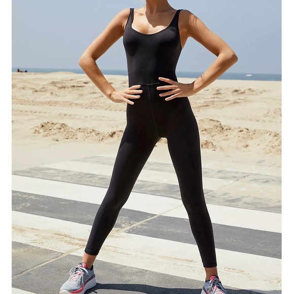 Free People Pants - NWOT Free People Movement Good Karma Onesie Solid Black